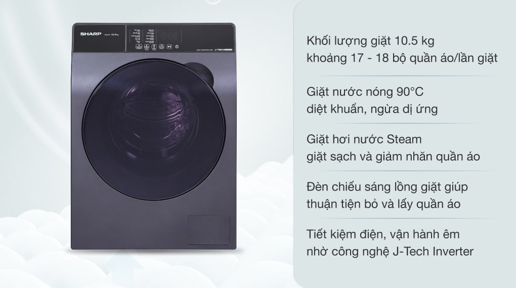 Máy giặt của trước Sharp Inverter 10.5 Kg ES-FK1054SV-G